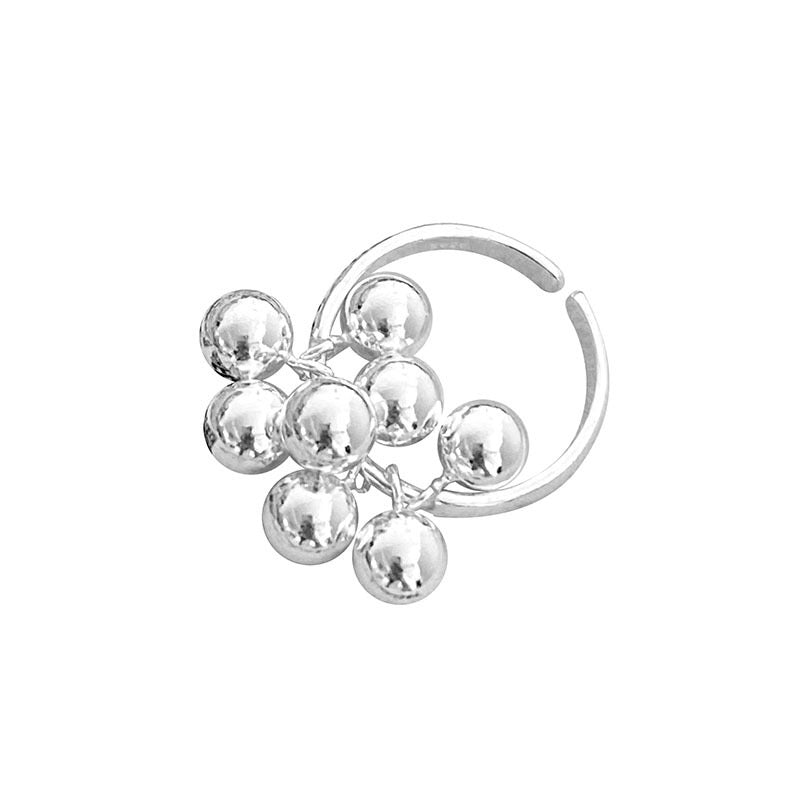 Silver Bloom – Grape Cluster Bubble Open Ring in Sterling Silver - Una