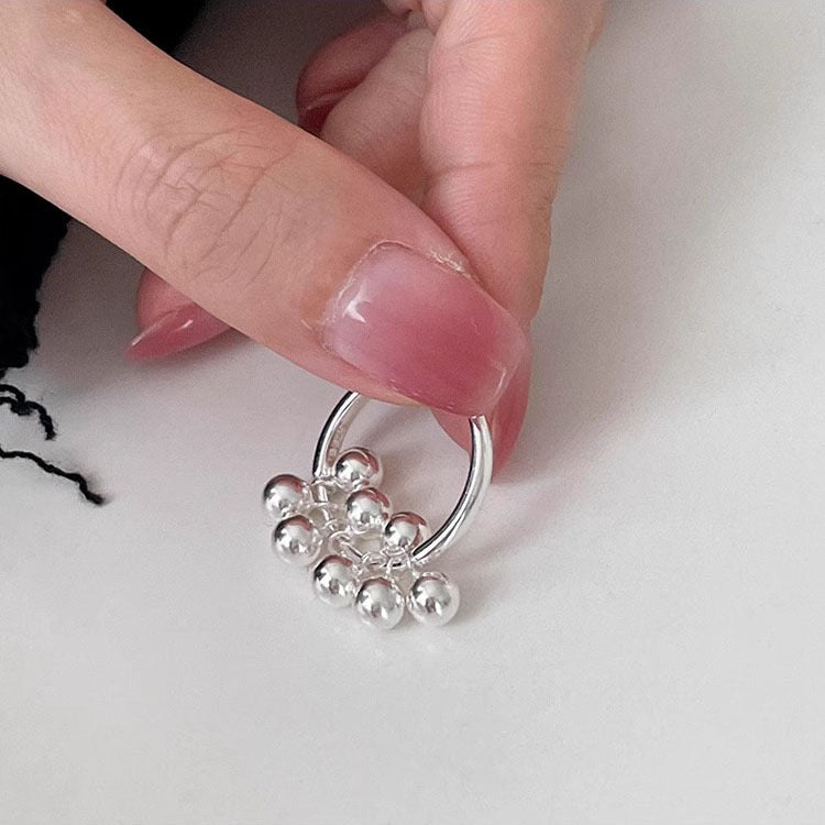Silver Bloom – Grape Cluster Bubble Open Ring in Sterling Silver - Una