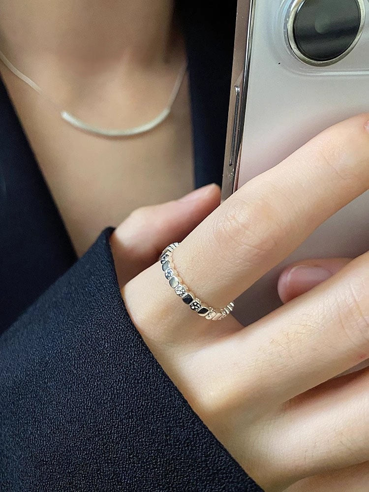 Molten Edge – Textured Sterling Silver Open Ring - Una