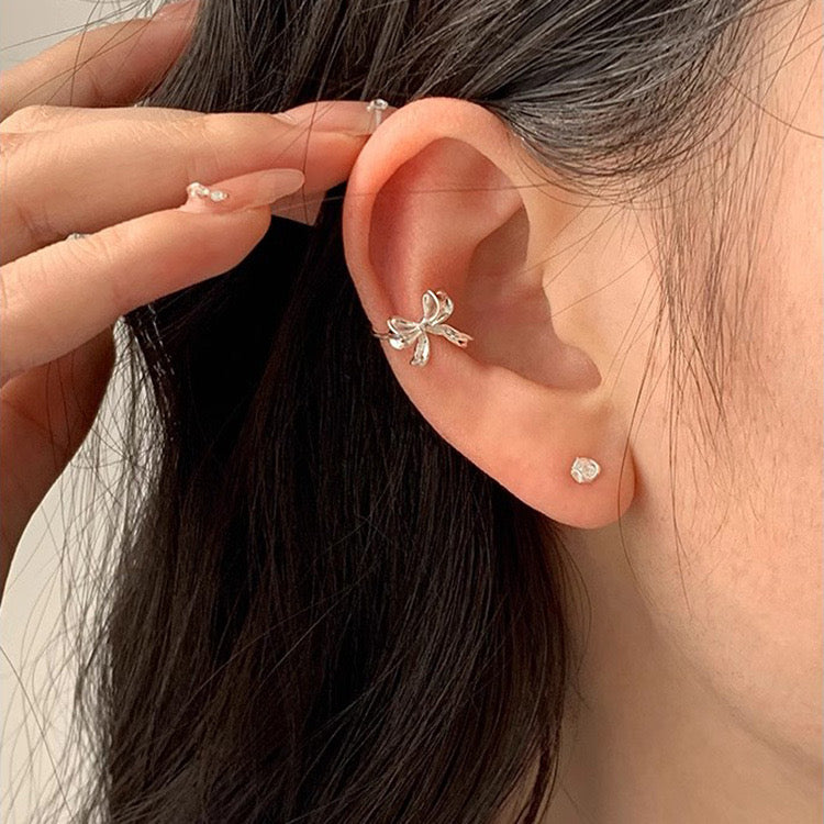 Whimsy Knot – Sterling Silver Butterfly Bow Ear Cuff - Una
