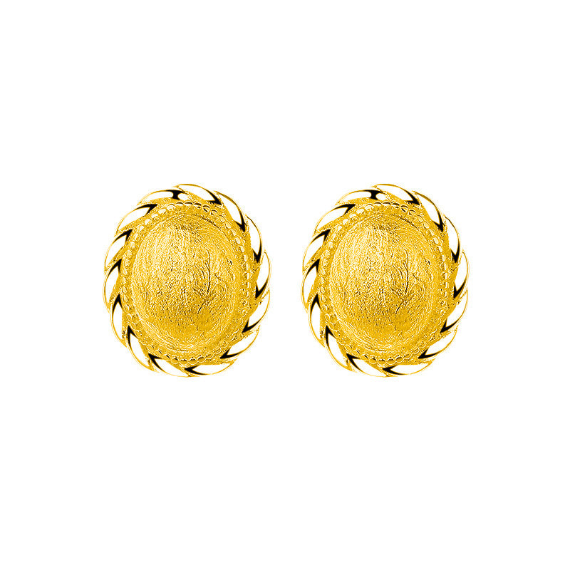 Twisted Bloom – Sterling Silver Textured Oval Stud Earrings - Una