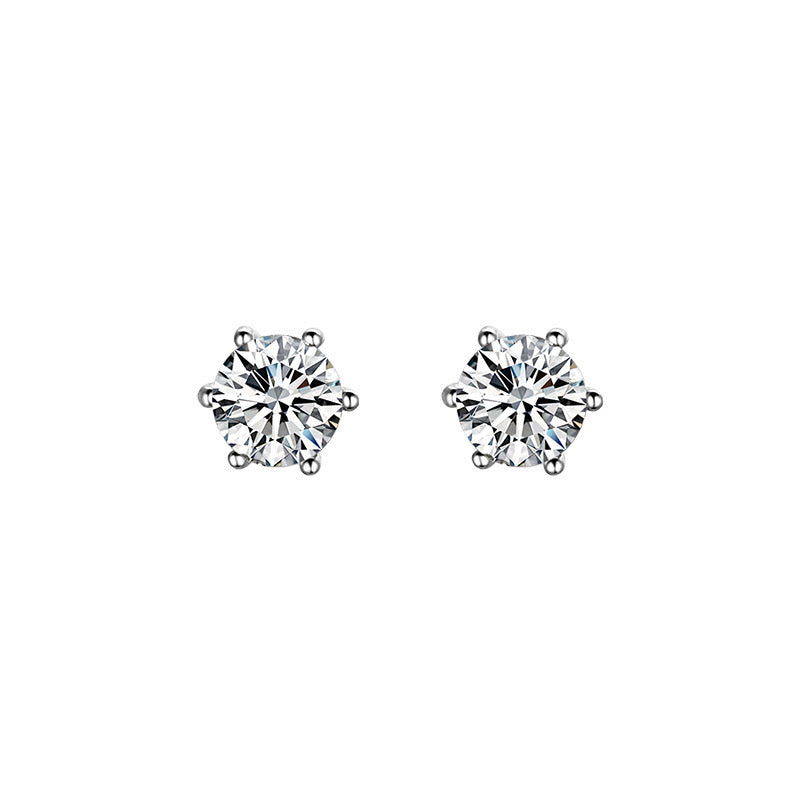 Lumière Dot – 6mm Classic Sterling Silver CZ Stud Earring - Una