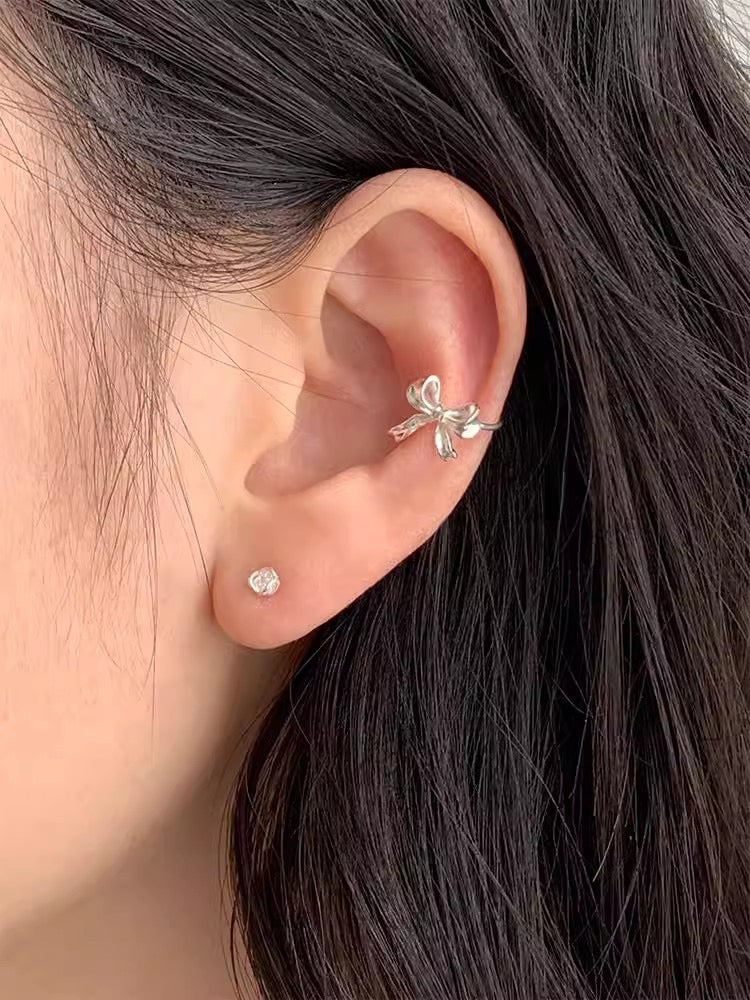 Whimsy Knot – Sterling Silver Butterfly Bow Ear Cuff - Una