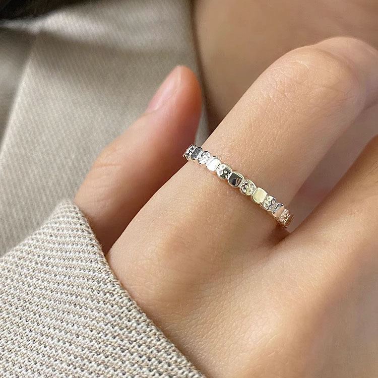 Molten Edge – Textured Sterling Silver Open Ring - Una