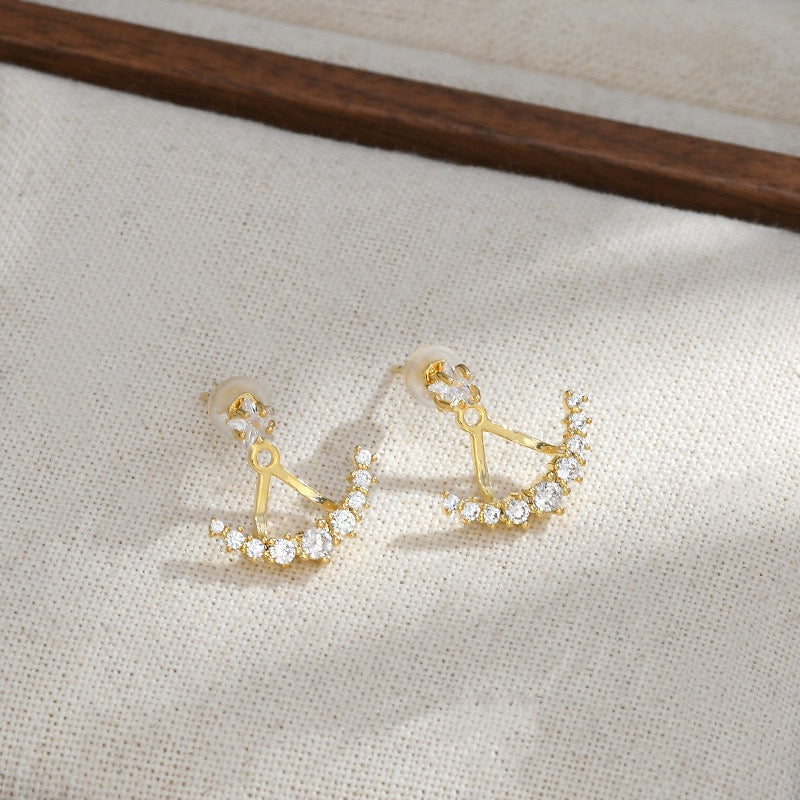 Soleil Curve – Crystal Fan Drop Earrings