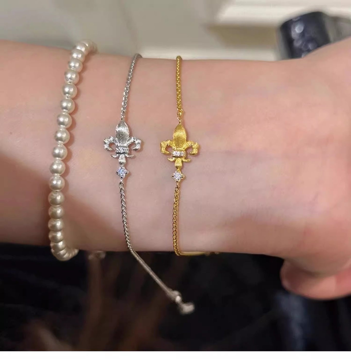 Golden Fleur – Adjustable Sterling Silver Bracelet - Una