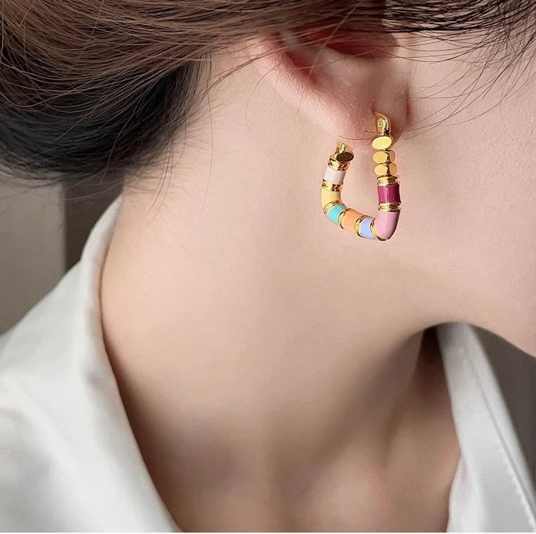 Sunbeam Whimsy – Enamel Hoop Earrings