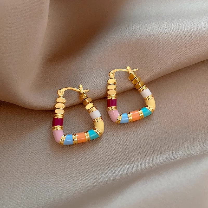 Sunbeam Whimsy – Enamel Hoop Earrings