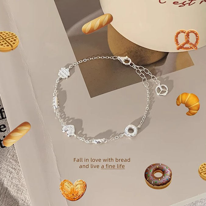 Sweetheart Layers – Sterling Silver Waffle Heart Bracelet - Una