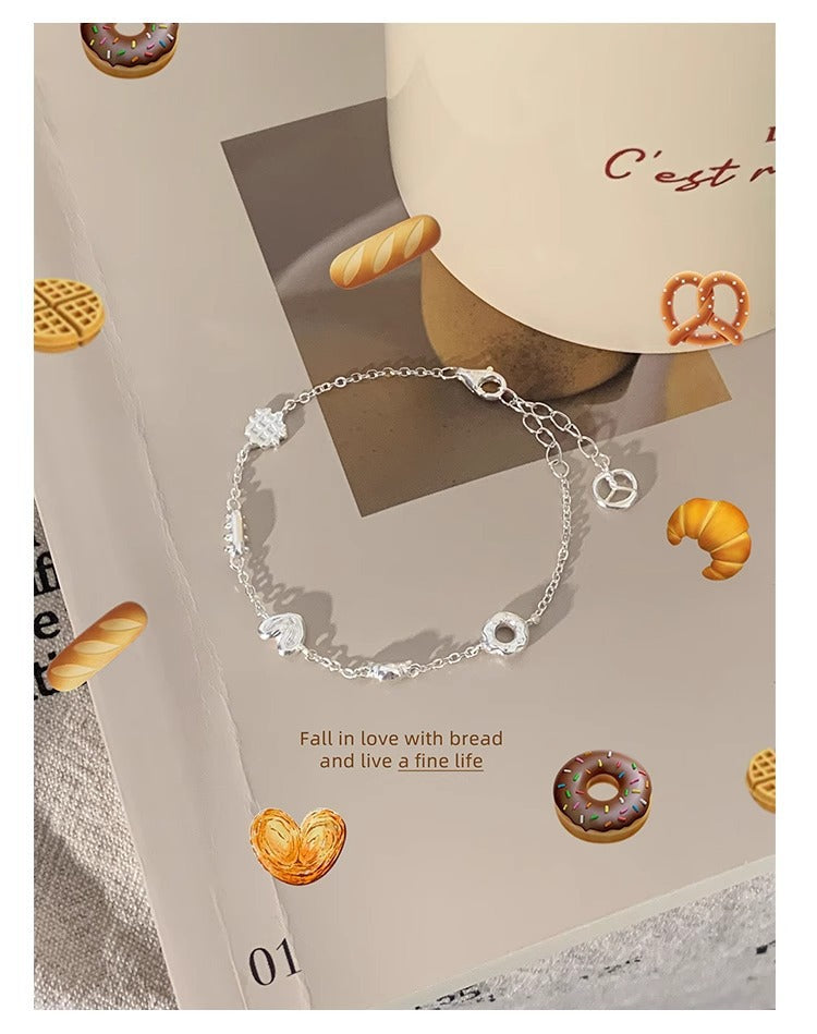 Sweetheart Layers – Sterling Silver Waffle Heart Bracelet - Una