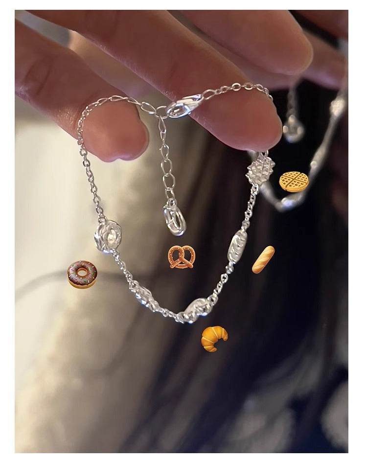 Sweetheart Layers – Sterling Silver Waffle Heart Bracelet - Una