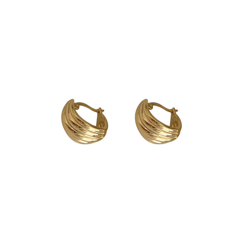 Waves of Light – Retro Textured Hoop Earrings - Una