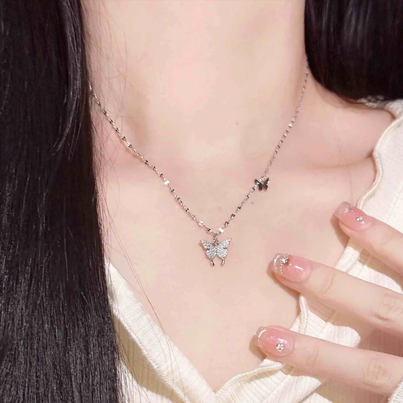 Whispered Flight – 999 Fine Silver Butterfly Necklace - Una