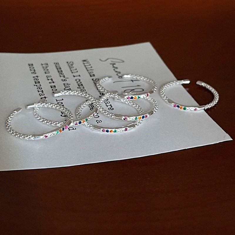 Radiant Whisper – Sterling Silver Rainbow Open Ring - Una