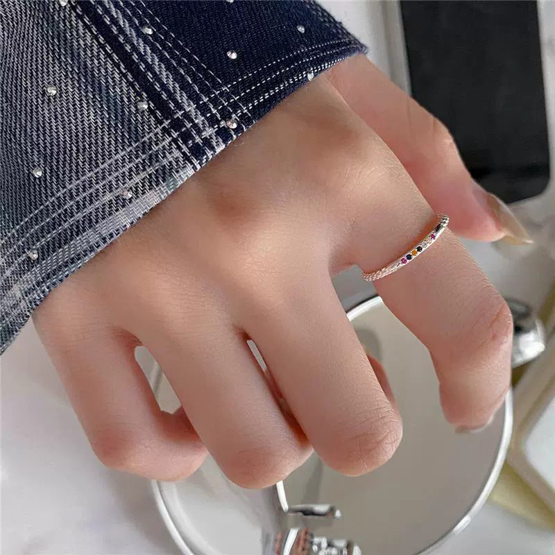 Radiant Whisper – Sterling Silver Rainbow Open Ring - Una