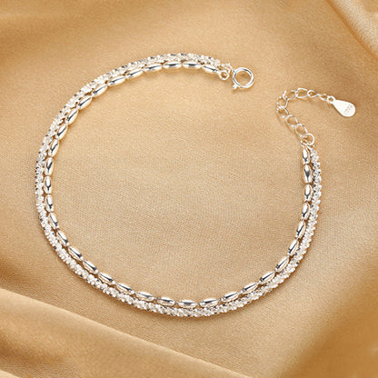 Celestial Gleam – Double-Layer Sterling Silver Bracelet - Una