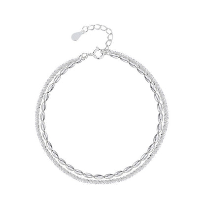 Celestial Gleam – Double-Layer Sterling Silver Bracelet - Una