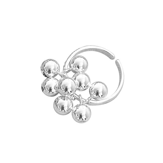 Silver Bloom – Grape Cluster Bubble Open Ring in Sterling Silver - Una