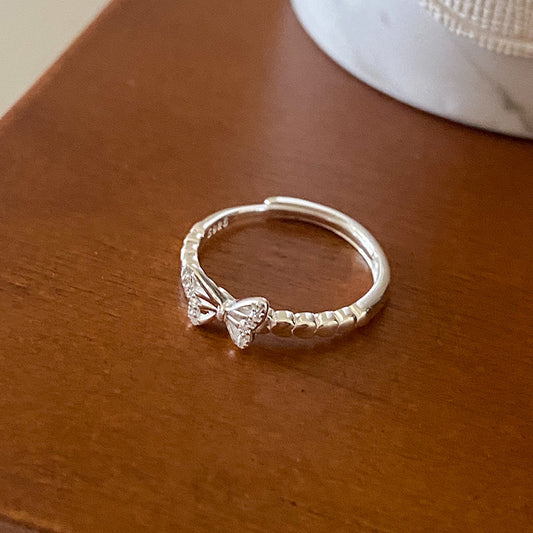 Butterfly Whisper – Sterling Silver Open Ring with Sparkling Wings - Una