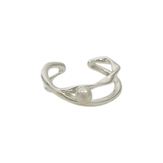 Drift Pearl – Wavy Open Ring