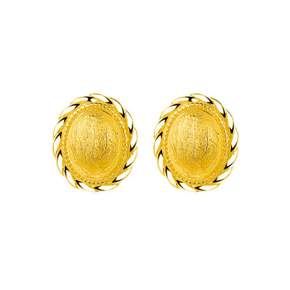 Twisted Bloom – Sterling Silver Textured Oval Stud Earrings - Una