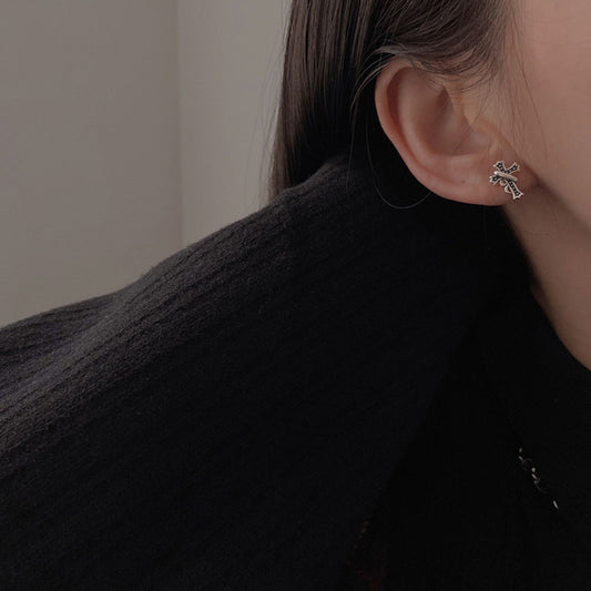 Gothic Cross Earrings – Oxidized Sterling Silver Studs (Unisex) - Una