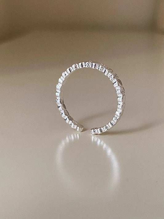 Molten Edge – Textured Sterling Silver Open Ring - Una