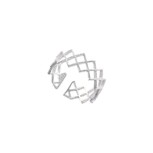 Silken Grid – Open Sterling Silver Mesh Ring - Una