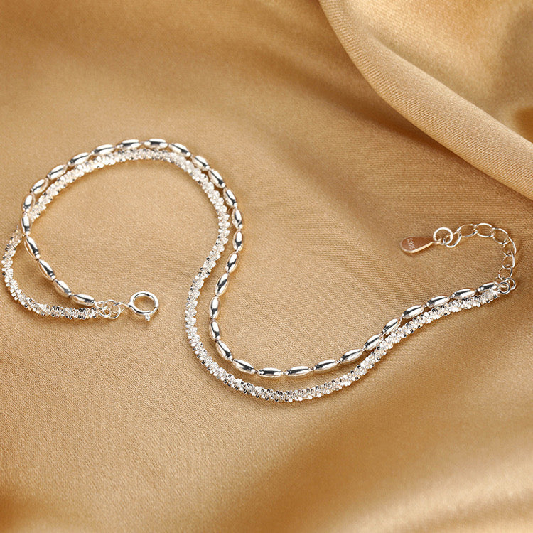 Celestial Gleam – Double-Layer Sterling Silver Bracelet - Una