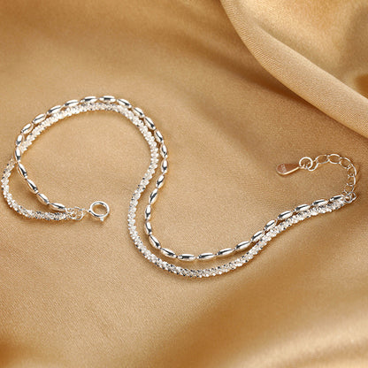 Celestial Gleam – Double-Layer Sterling Silver Bracelet - Una