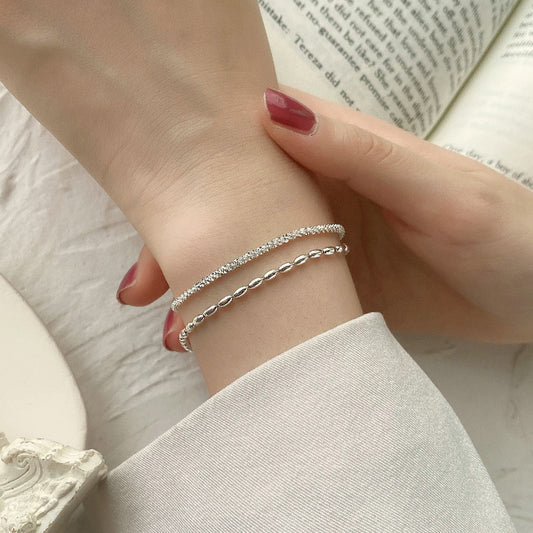 Celestial Gleam – Double-Layer Sterling Silver Bracelet - Una
