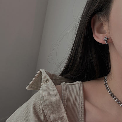 Gothic Cross Earrings – Oxidized Sterling Silver Studs (Unisex) - Una
