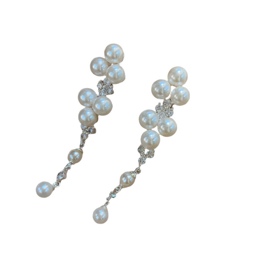 Pearl & Crystal Vine Drop Earrings
