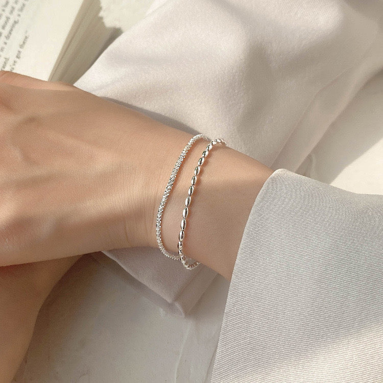 Celestial Gleam – Double-Layer Sterling Silver Bracelet - Una