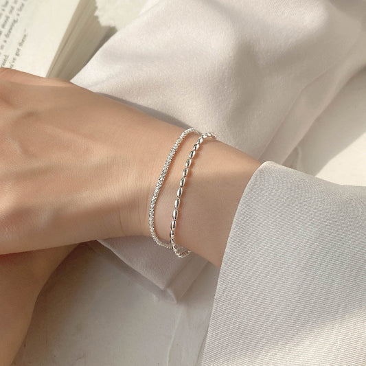 Celestial Gleam – Double-Layer Sterling Silver Bracelet - Una