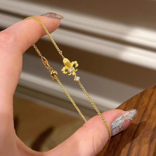 Golden Fleur – Adjustable Sterling Silver Bracelet - Una