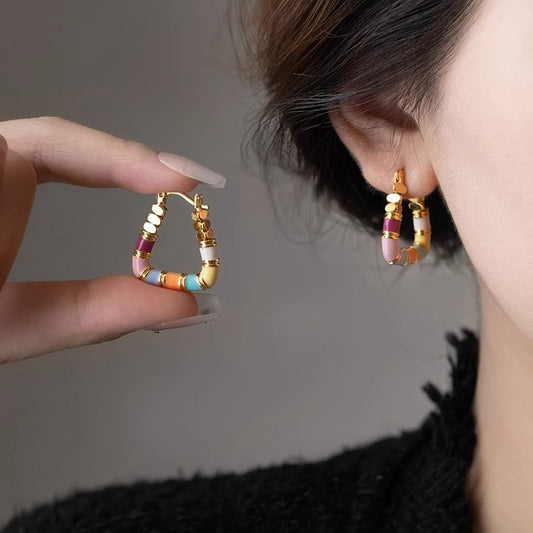 Sunbeam Whimsy – Enamel Hoop Earrings