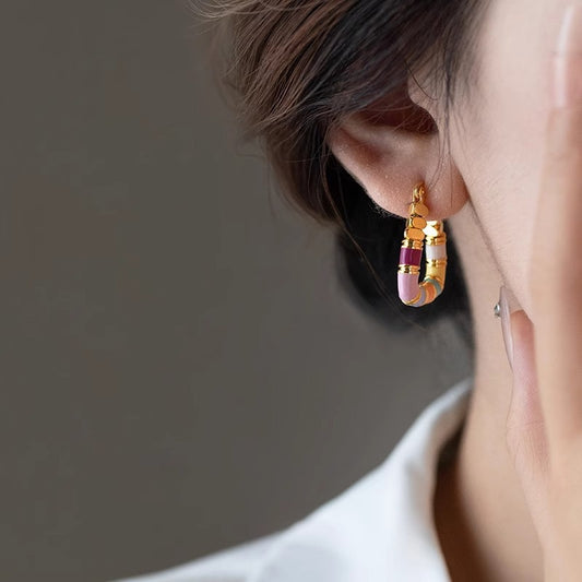 Sunbeam Whimsy – Enamel Hoop Earrings