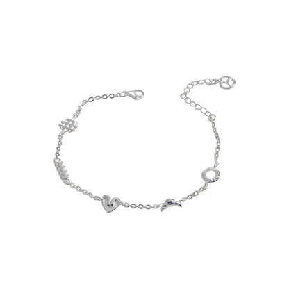 Sweetheart Layers – Sterling Silver Waffle Heart Bracelet - Una