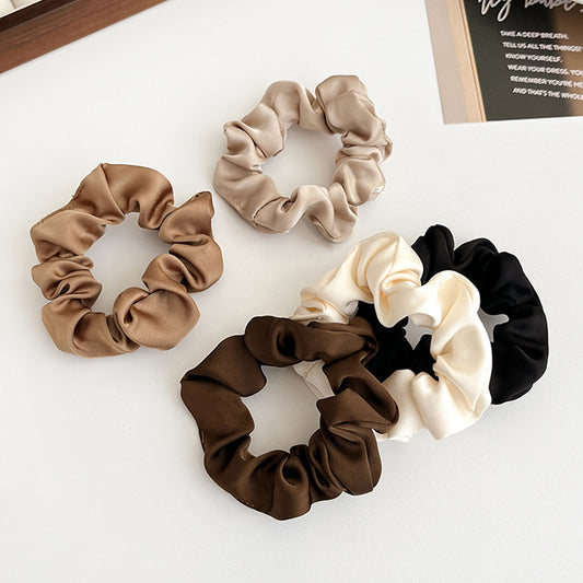 Everyday Grace – Minimalist Satin Scrunchie Set (5 Colors) - Una