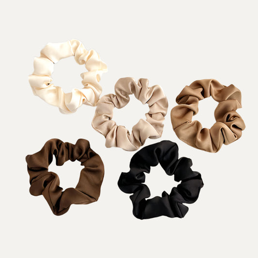 Everyday Grace – Minimalist Satin Scrunchie Set (5 Colors) - Una