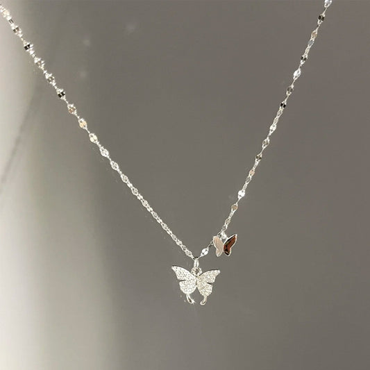 Whispered Flight – 999 Fine Silver Butterfly Necklace - Una
