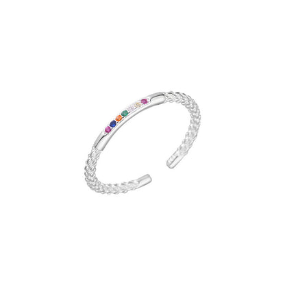 Radiant Whisper – Sterling Silver Rainbow Open Ring - Una