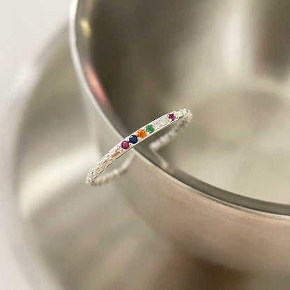 Radiant Whisper – Sterling Silver Rainbow Open Ring - Una