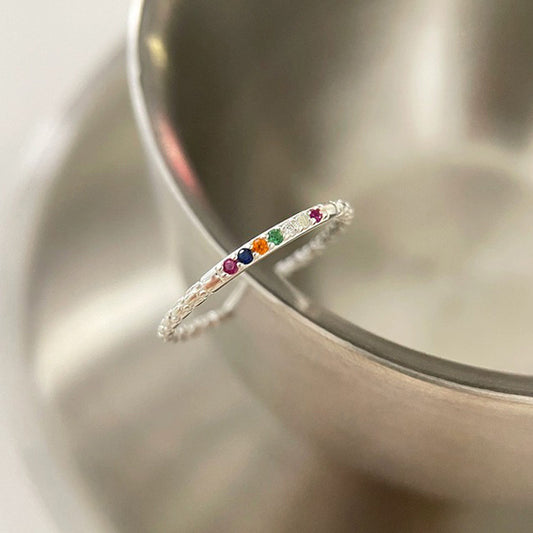 Radiant Whisper – Sterling Silver Rainbow Open Ring - Una